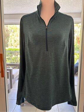 Columbia Heathered Dark Green Quarter-Zip UPF Pullover M